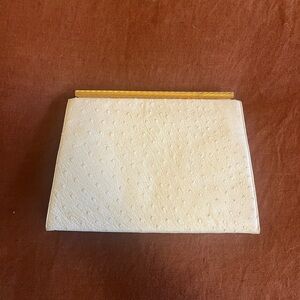 Vintage Cream Ostrich Skin Clutch